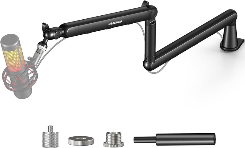 Aokeo Microphone Arm, AK-55 Desk Low Profile Adjustable Mic Boom Arm Stand,Suitable For Blue Yeti,Snowball iCE, HyperX QuadCast,SoloCast,Elgato Wave,Etc - Image 1